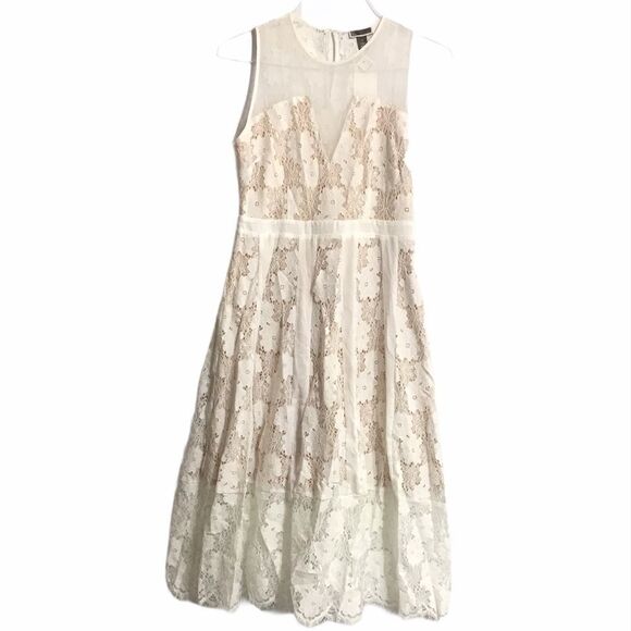 Chelsea28 White Embroidered Lace Midi Dress New Without Tag Size Medium - Picture 2 of 13